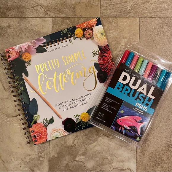 Tombow Other - NEW! Pretty Simple Lettering Book & Brush Pen Set